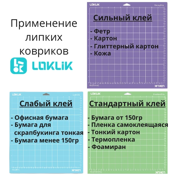 Набор липких ковриков 30х30см LOKLiK с разным клеевым слоем