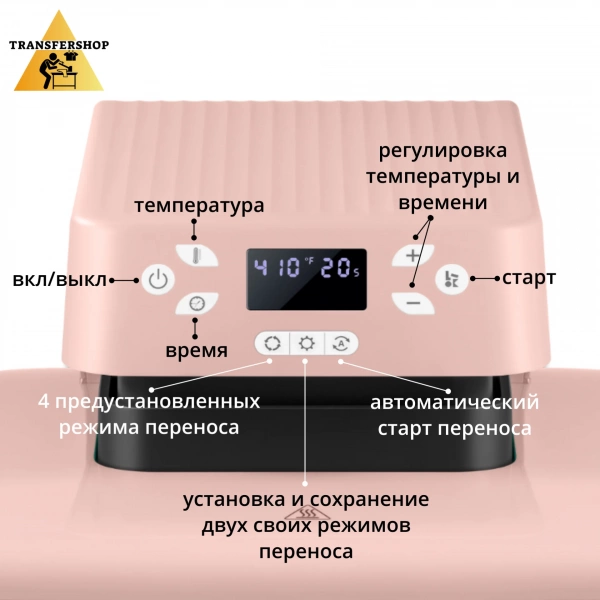 Автоматический 38х38см Розовый Термопресс LOKLiK